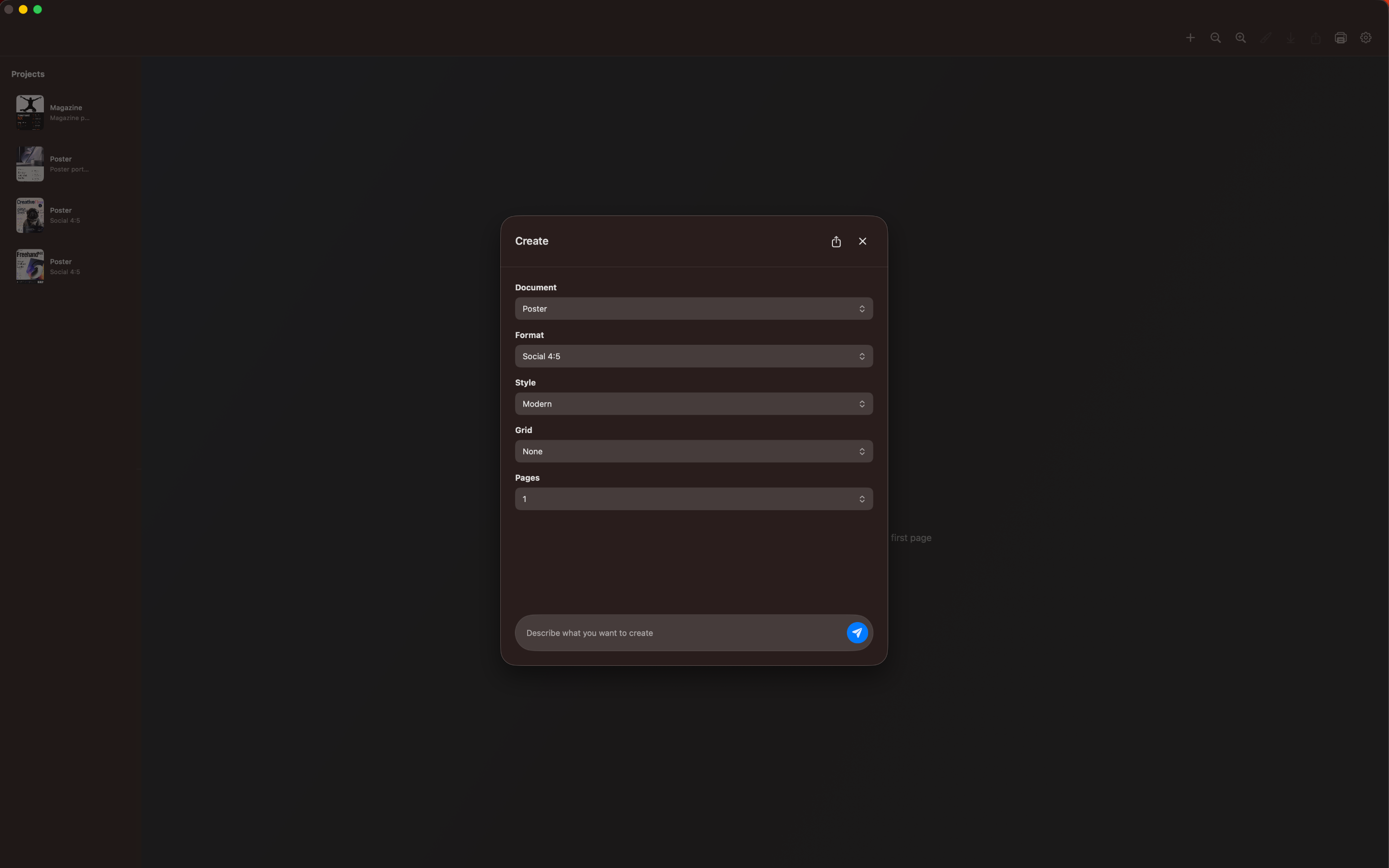 FreehandNX Mac page generation screenshot